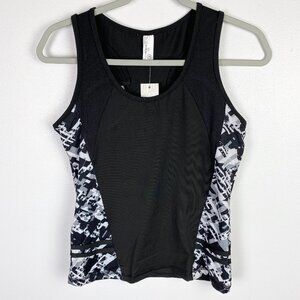 Miami Mix Active Cutout Back Athletic Workout Tank Women's‎ M Black White NEW